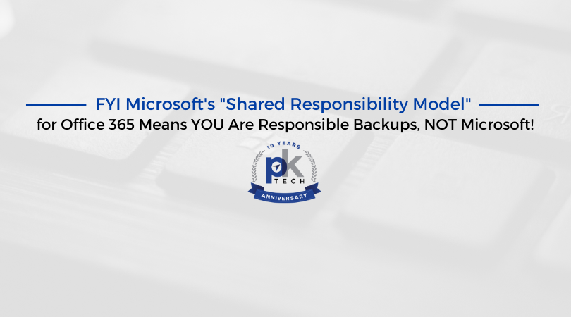 FYI Microsoft’s “Shared Responsibility Model” for Office 365 Means YOU Are Responsible Backups, NOT Microsoft!